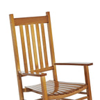 Fauteuil à bascule d'extérieur, fauteuil à bascule de patio en bois avec accoudoirs lisses, dossier haut