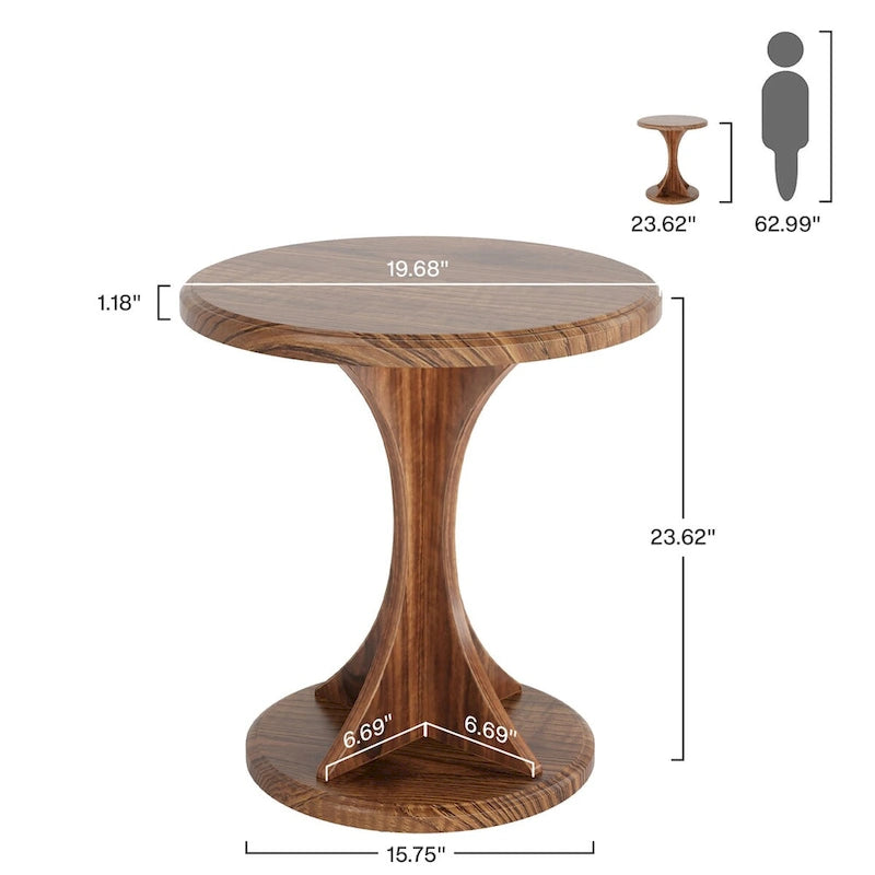 Petite table d'appoint, table d'appoint ronde en bois pour salon ou chambre à coucher