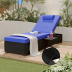 Chaises longues de patio, ensemble de 2 chaises longues d'extérieur en rotin PE