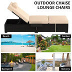 Chaises longues de patio, ensemble de 2 chaises longues d'extérieur en rotin PE