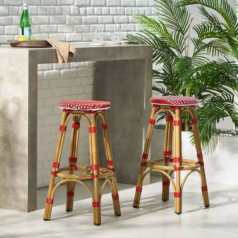 Lot de deux tabourets de bar circulaires