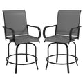 Outdoor 360 Swivel Bar Stools with Armrests, Mesh Fabric (Set of 2)
