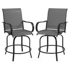Outdoor 360 Swivel Bar Stools with Armrests, Mesh Fabric (Set of 2)