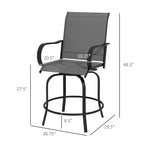 Tabourets de bar pivotants à 360° pour l'extérieur avec accoudoirs, tissu maillé (lot de 2)