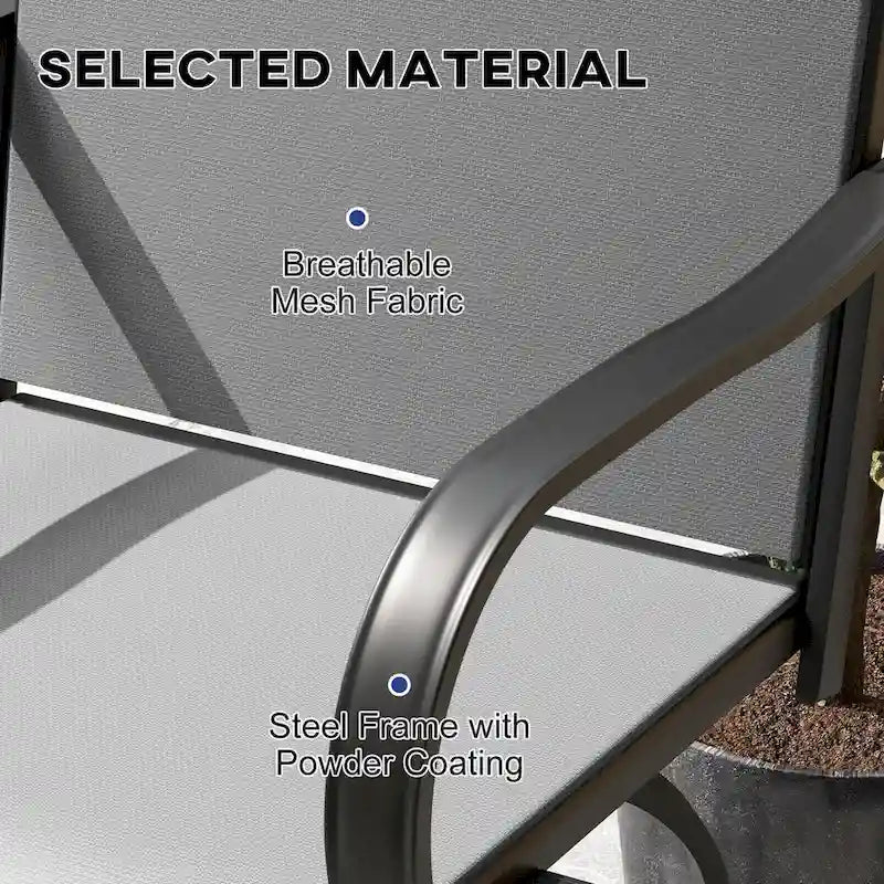 Tabourets de bar pivotants à 360° pour l'extérieur avec accoudoirs, tissu maillé (lot de 2)