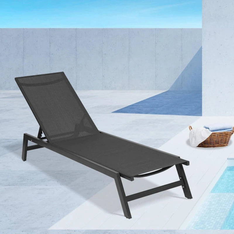 Chaise longue d'extérieur avec dossier inclinable en aluminium réglable