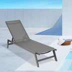 Chaise longue d'extérieur avec dossier inclinable en aluminium réglable