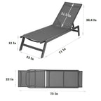 Chaise longue d'extérieur avec dossier inclinable en aluminium réglable