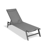 Chaise longue d'extérieur avec dossier inclinable en aluminium réglable