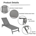Chaise longue d'extérieur avec dossier inclinable en aluminium réglable