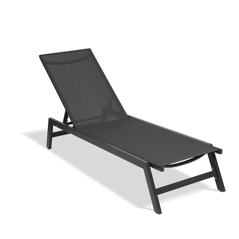 Chaise longue d'extérieur avec dossier inclinable en aluminium réglable