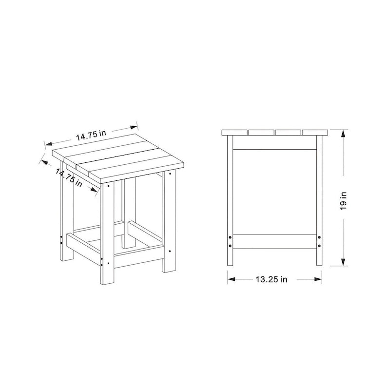 Table d'appoint de patio carrée d'extérieur Hampton en poly-bois toutes saisons
