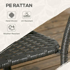 Table basse de terrasse en rotin PE avec étagère de rangement, table de rangement à 2 niveaux