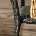 Table basse de terrasse en rotin PE avec étagère de rangement, table de rangement à 2 niveaux
