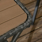 Table basse de terrasse en rotin PE avec étagère de rangement, table de rangement à 2 niveaux