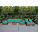 Ohana Outdoor Patio Ensemble de canapés en osier coussiné marron mélangé 9 pièces - Aucun assemblage requis