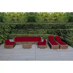Ohana Outdoor Patio Ensemble de canapés en osier coussiné marron mélangé 9 pièces - Aucun assemblage requis