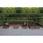 Ohana Outdoor Patio Ensemble de canapés en osier coussiné marron mélangé 9 pièces - Aucun assemblage requis