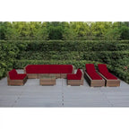 Ohana Outdoor Patio Ensemble de canapés en osier coussiné marron mélangé 9 pièces - Aucun assemblage requis