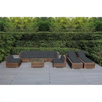 Ohana Outdoor Patio Ensemble de canapés en osier coussiné marron mélangé 9 pièces - Aucun assemblage requis