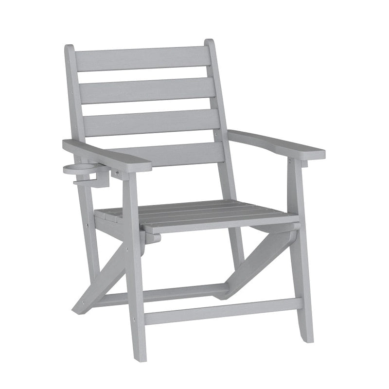 All-Weather Commercial Adirondack Dining Chair with Fold Out Cupholder