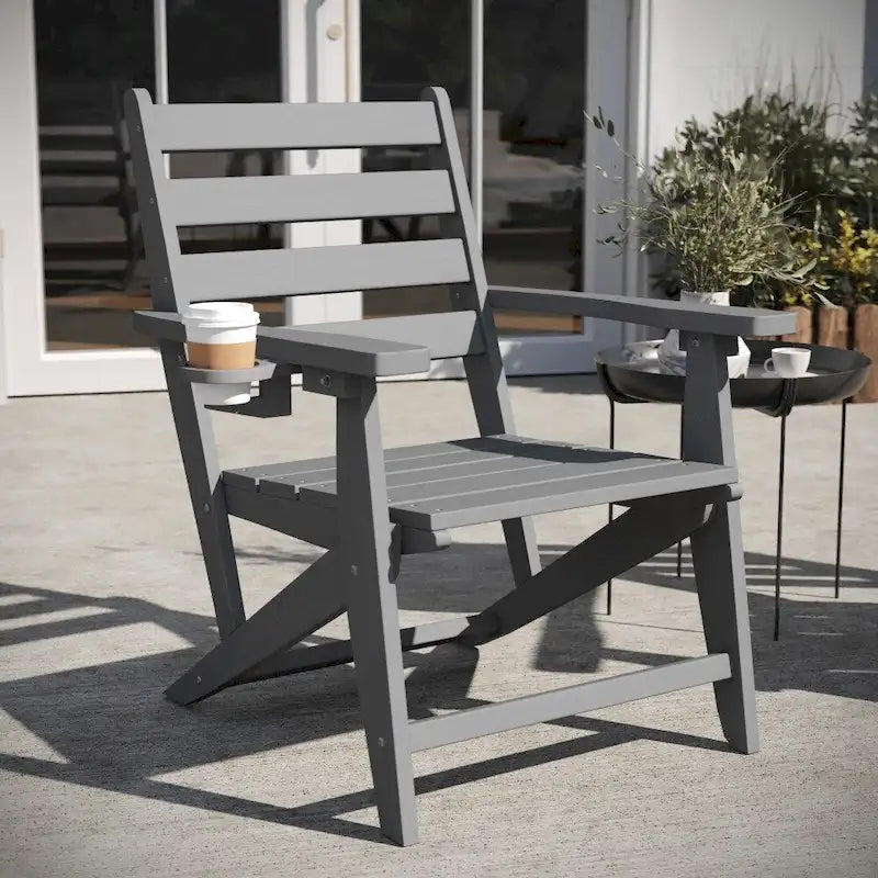 Chaise de salle à manger commerciale Adirondack tout temps avec porte-gobelet pliant