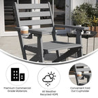 Chaise de salle à manger commerciale Adirondack tout temps avec porte-gobelet pliant