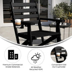 Chaise de salle à manger commerciale Adirondack tout temps avec porte-gobelet pliant