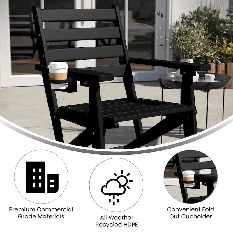 Chaise de salle à manger commerciale Adirondack tout temps avec porte-gobelet pliant