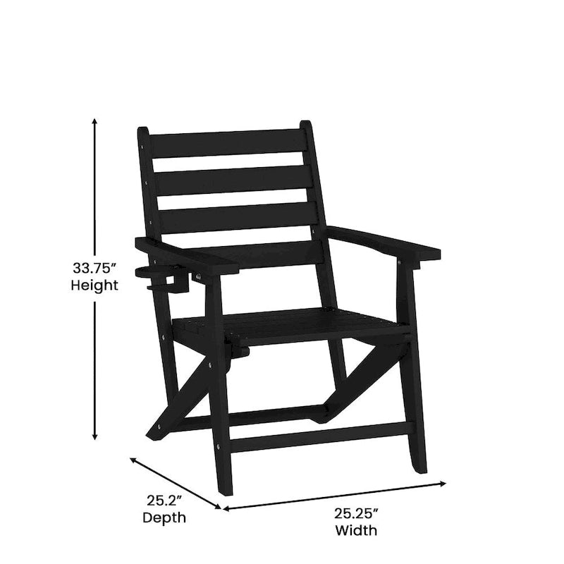 Chaise de salle à manger commerciale Adirondack tout temps avec porte-gobelet pliant