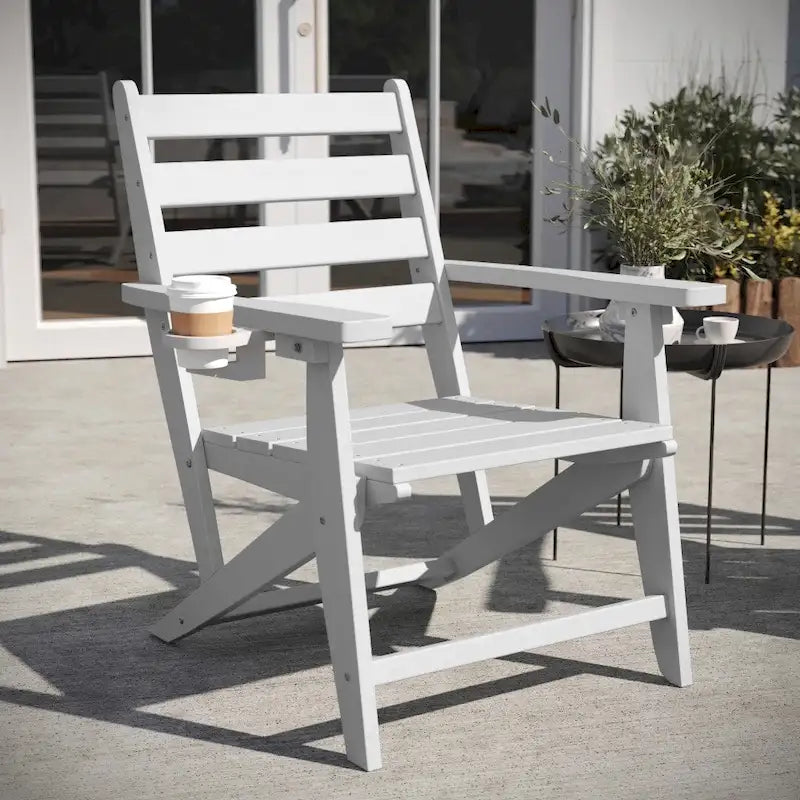 Chaise de salle à manger commerciale Adirondack tout temps avec porte-gobelet pliant