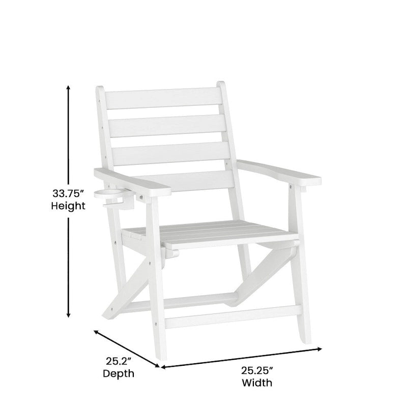 Chaise de salle à manger commerciale Adirondack tout temps avec porte-gobelet pliant