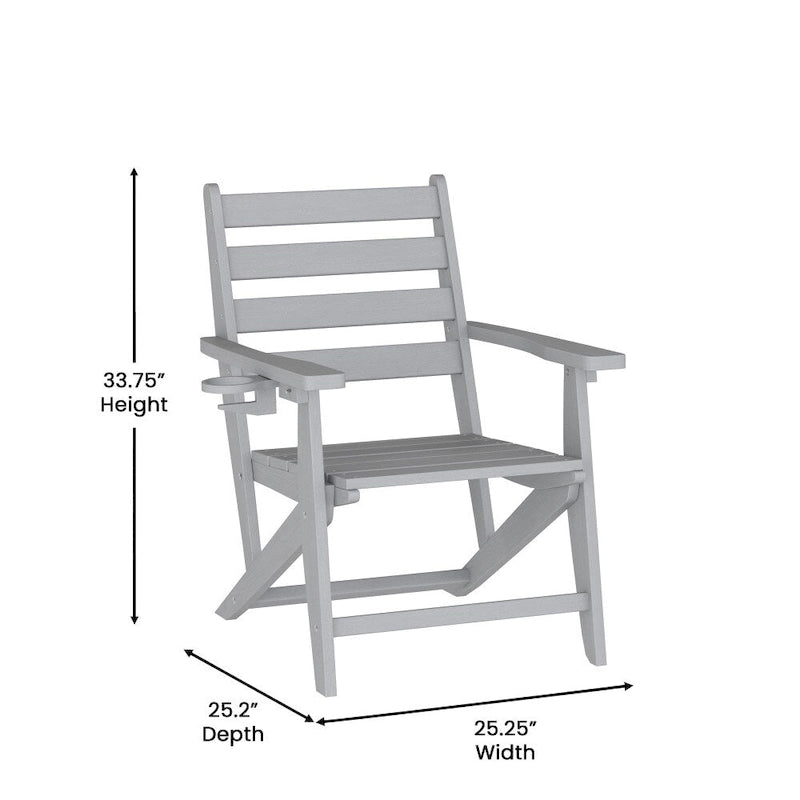 Chaise de salle à manger commerciale Adirondack tout temps avec porte-gobelet pliant