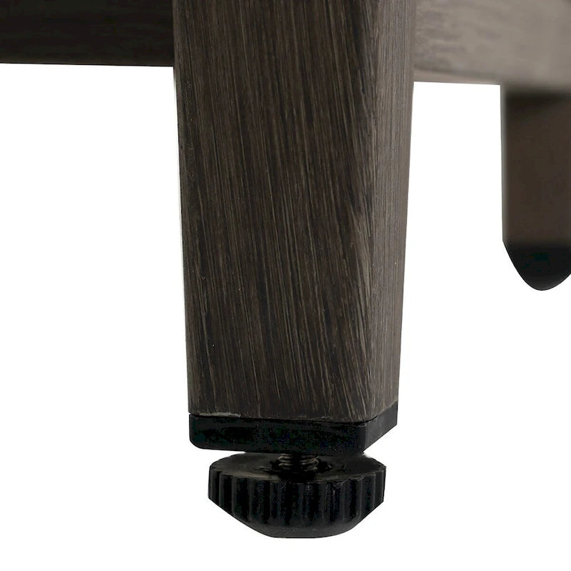 Banc d'extérieur en osier avec étagère, cadre entièrement en fer, aspect bois