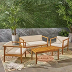 Ensemble de conversation en bois d'acacia 4 places pour l'extérieur
