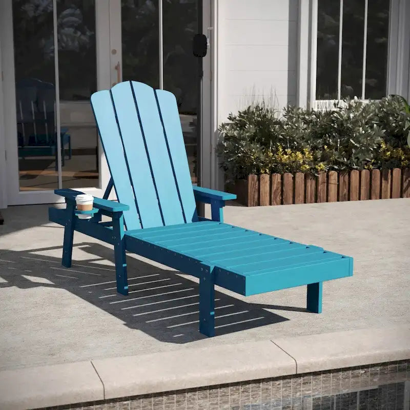 Chaise longue commerciale réglable tout temps avec porte-gobelet escamotable