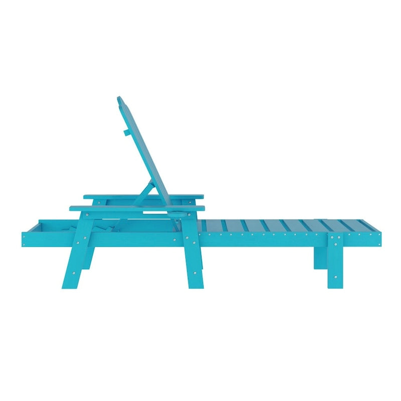 Chaise longue commerciale réglable tout temps avec porte-gobelet escamotable