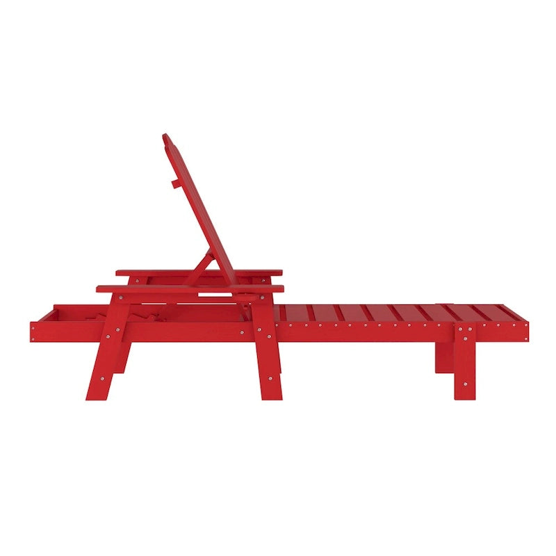 Chaise longue commerciale réglable tout temps avec porte-gobelet escamotable