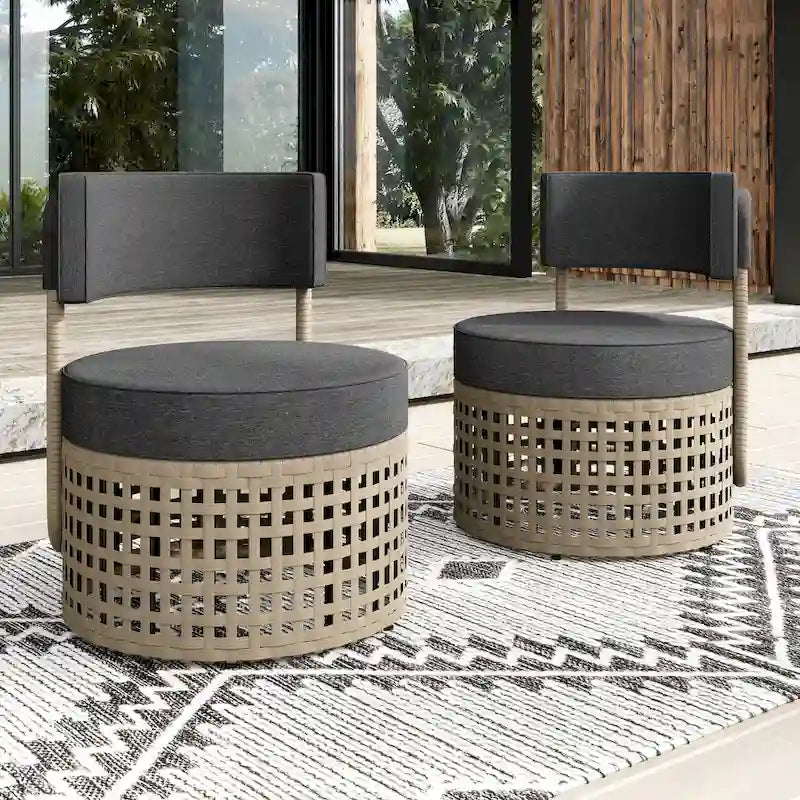 Corvus Donges 2-piece Outdoor Wicker Club Chairs