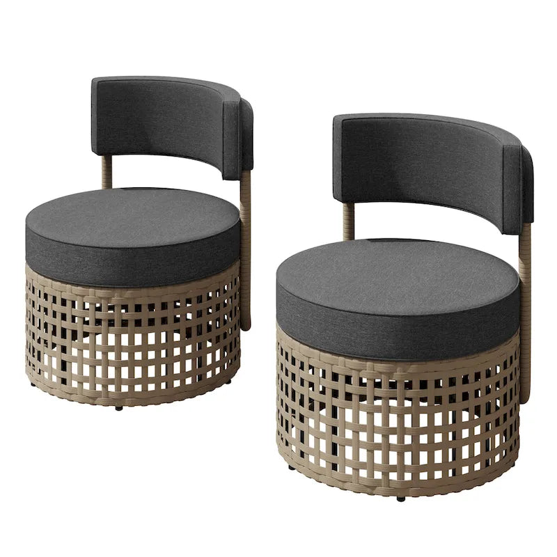 Fauteuils de club en osier d'extérieur Corvus Donges 2 pièces