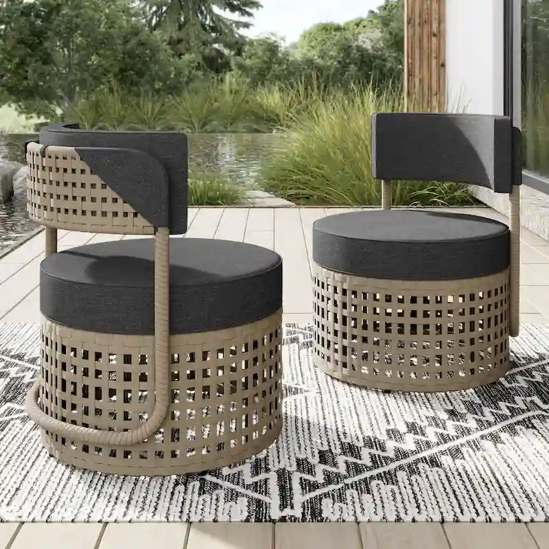 Fauteuils de club en osier d'extérieur Corvus Donges 2 pièces