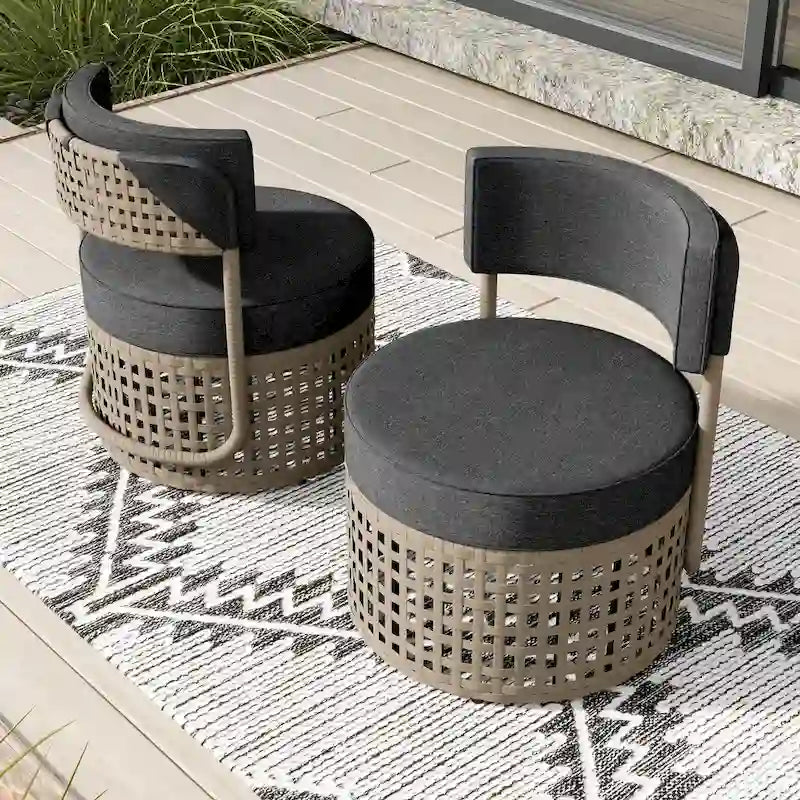 Fauteuils de club en osier d'extérieur Corvus Donges 2 pièces