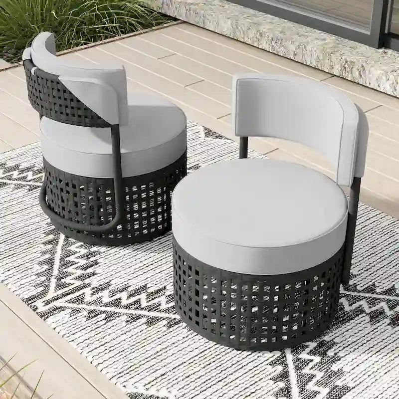 Fauteuils de club en osier d'extérieur Corvus Donges 2 pièces