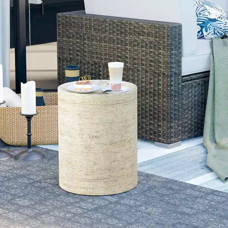 Table d'appoint en céramique 14 po pour patio/extérieur, tabouret de jardin, table en forme de bûche