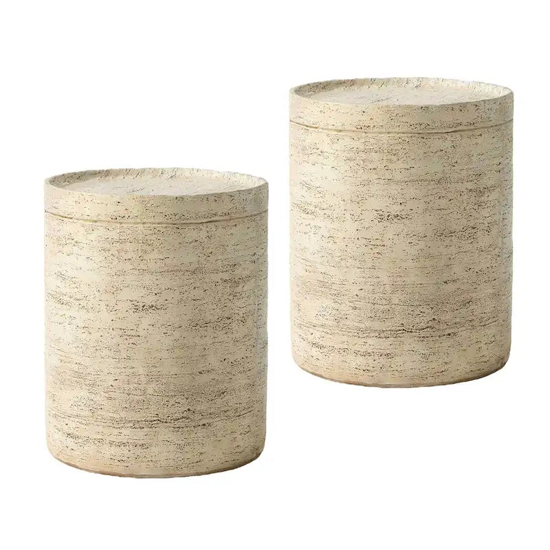 Table d'appoint en céramique 14 po pour patio/extérieur, tabouret de jardin, table en forme de bûche