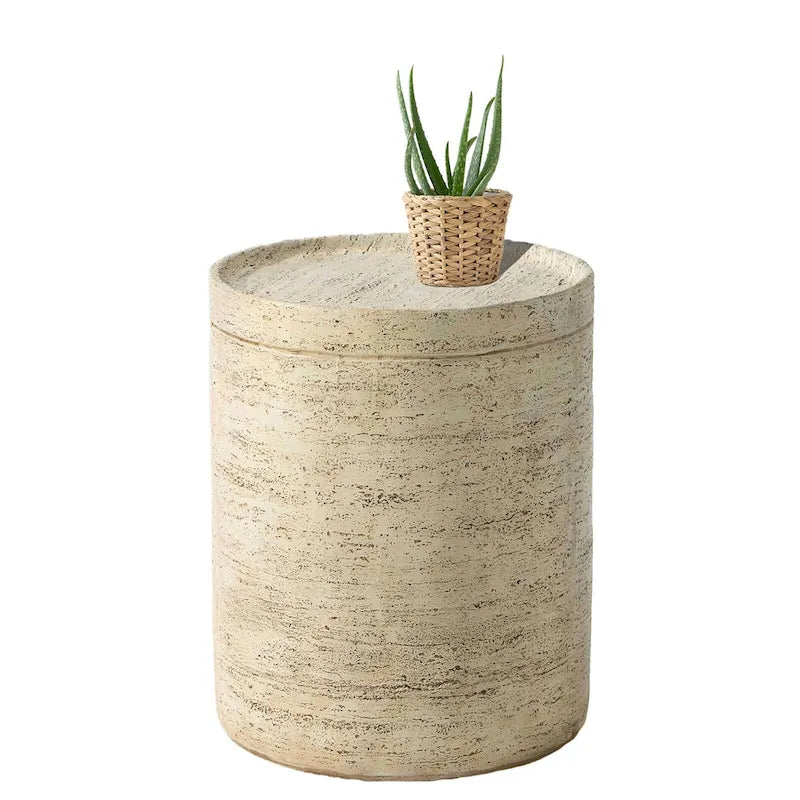 Table d'appoint en céramique 14 po pour patio/extérieur, tabouret de jardin, table en forme de bûche