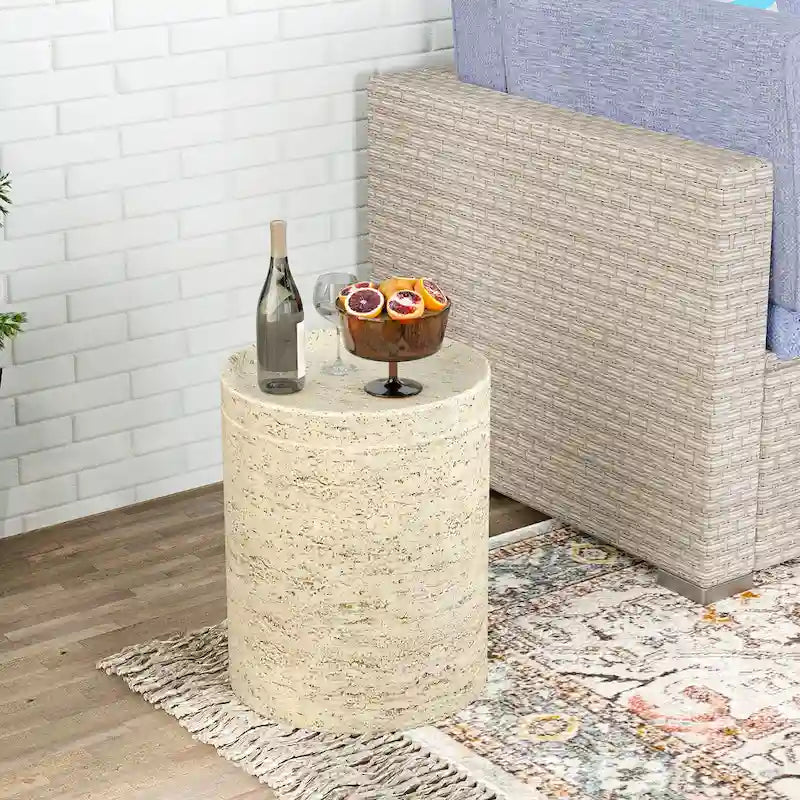 Table d'appoint en céramique 14 po pour patio/extérieur, tabouret de jardin, table en forme de bûche