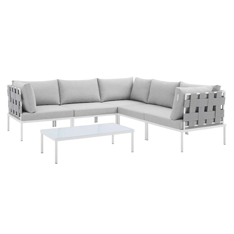 Ensemble de canapé d'angle d'extérieur en aluminium Sunbrella Harmony 6 pièces