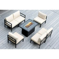 Ohana Outdoor 7-pc. Cushioned Aluminum Sectional with 42 Fire Table