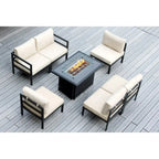Ohana Outdoor 7-pc. Cushioned Aluminum Sectional with 42 Fire Table